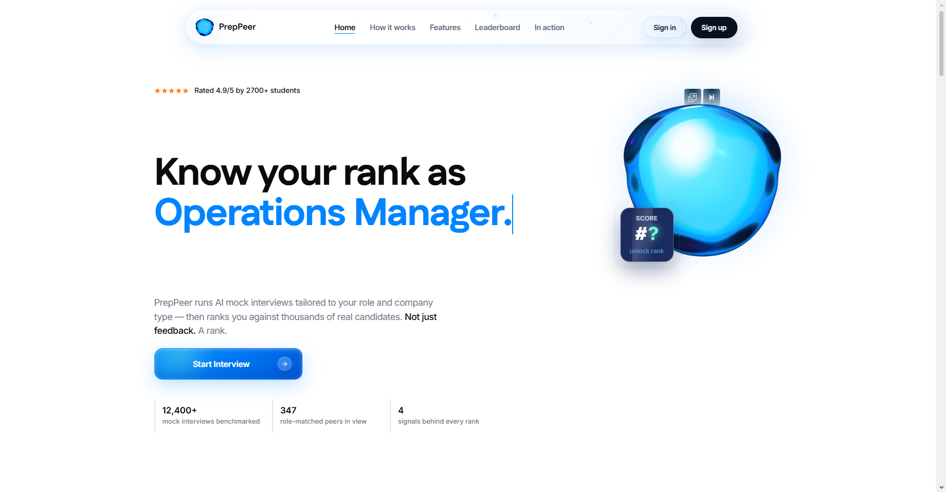 PrepPeer landing page hero